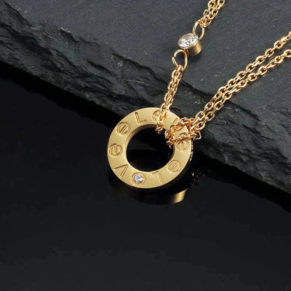 [Okajuri Jewelry]LOVE NECKLACE 16MM 2 DIAMONDS