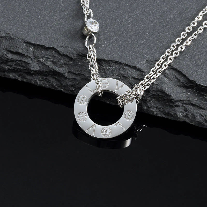 [Okajuri Jewelry]LOVE NECKLACE 16MM 2 DIAMONDS