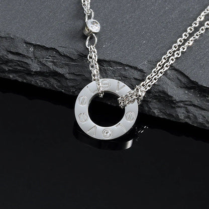 [Okajuri Jewelry]LOVE NECKLACE 16MM 2 DIAMONDS