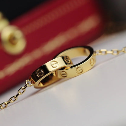 [Okajuri Jewelry]LOVE NECKLACE DOUBLE RING GOLD