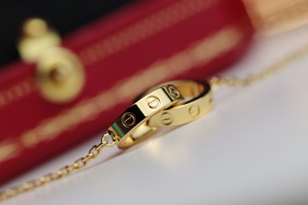 [Okajuri Jewelry]LOVE NECKLACE DOUBLE RING GOLD