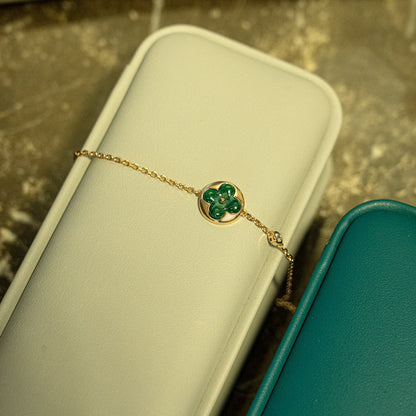 [Okajuri Jewelry]SUN MALACHITE 1 DIAMOND PINK GOLD BRACELET