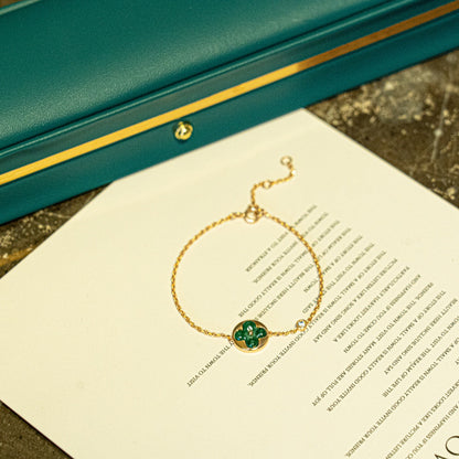 [Okajuri Jewelry]SUN MALACHITE 1 DIAMOND PINK GOLD BRACELET