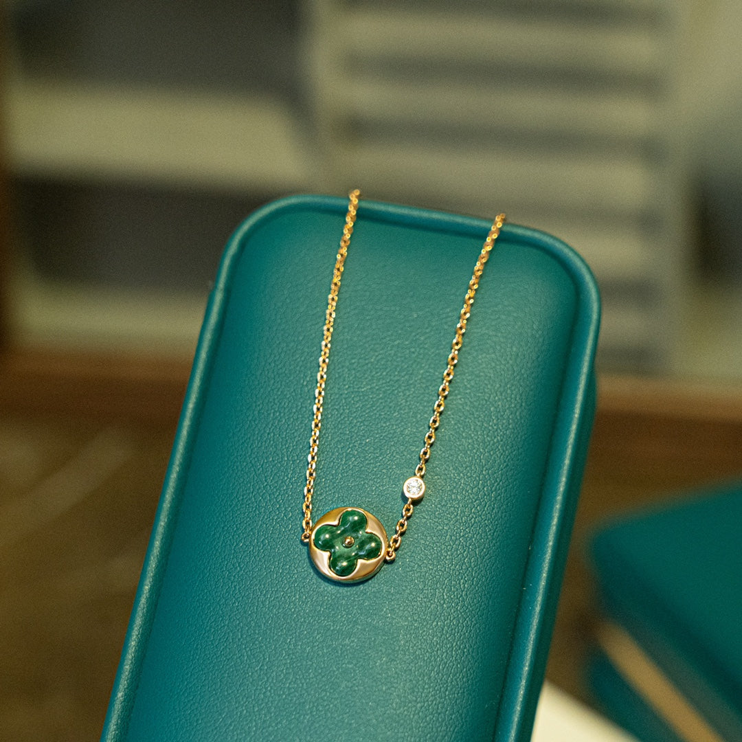 [Okajuri Jewelry]SUN MALACHITE 1 DIAMOND PINK GOLD BRACELET