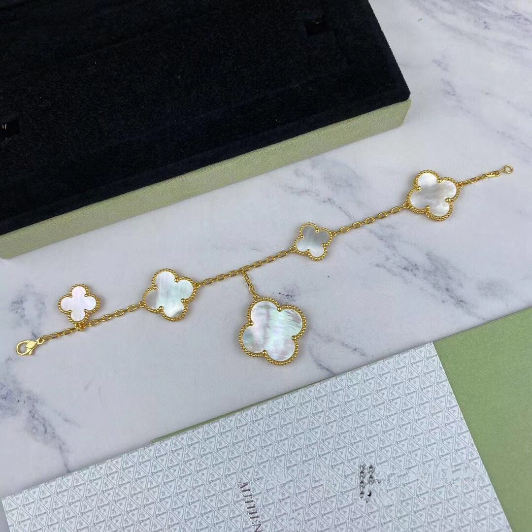 [Okajuri Jewelry]MAGIC CLOVER MOP GOLD BRACELET 5 MOTIFS