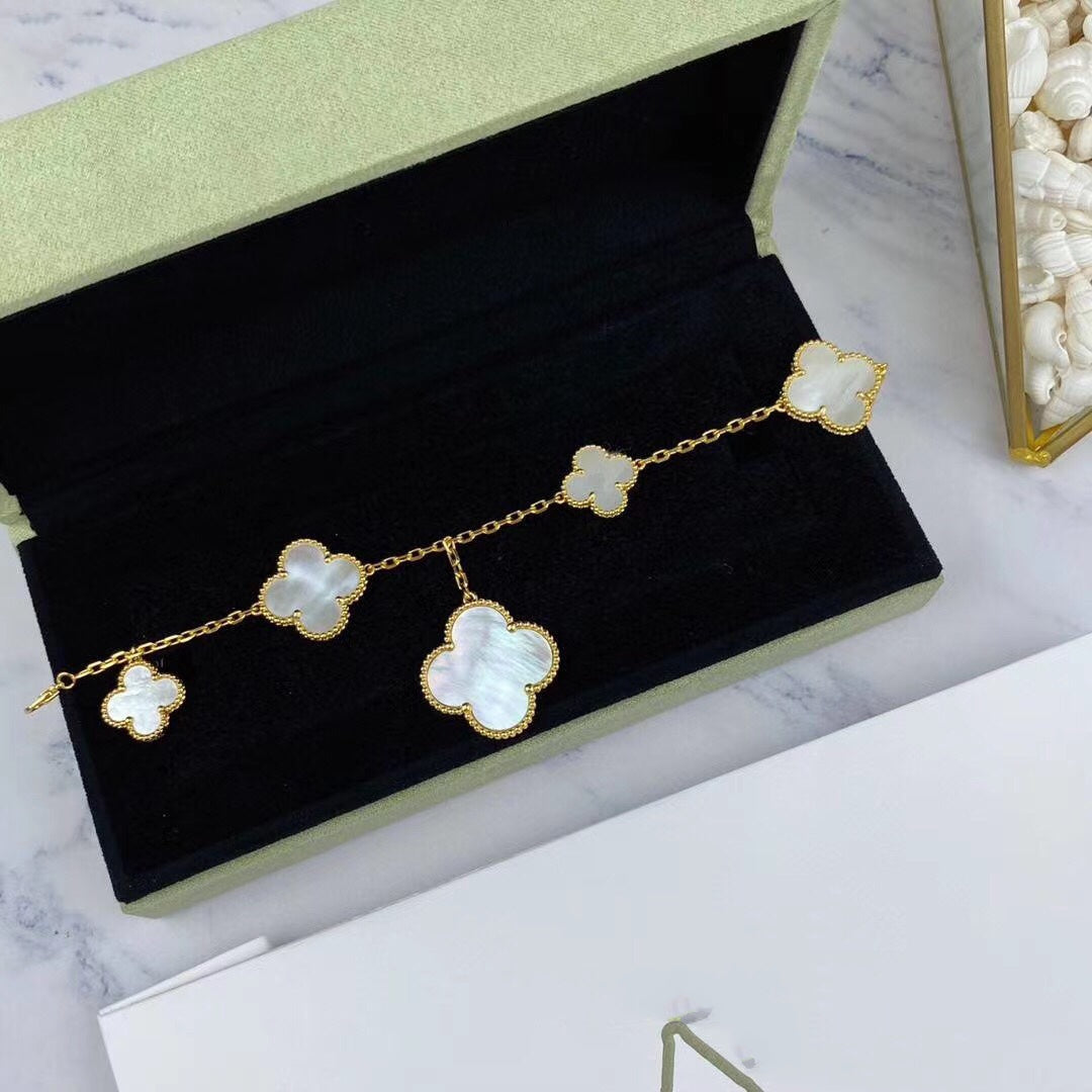 [Okajuri Jewelry]MAGIC CLOVER MOP GOLD BRACELET 5 MOTIFS