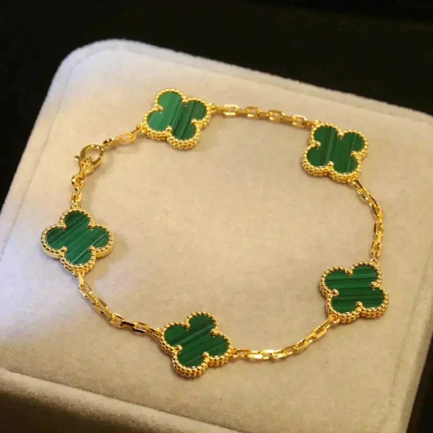 [Okajuri Jewelry]  CLOVER 5 MOTIF MALACHITE BRACELET COLLECTION