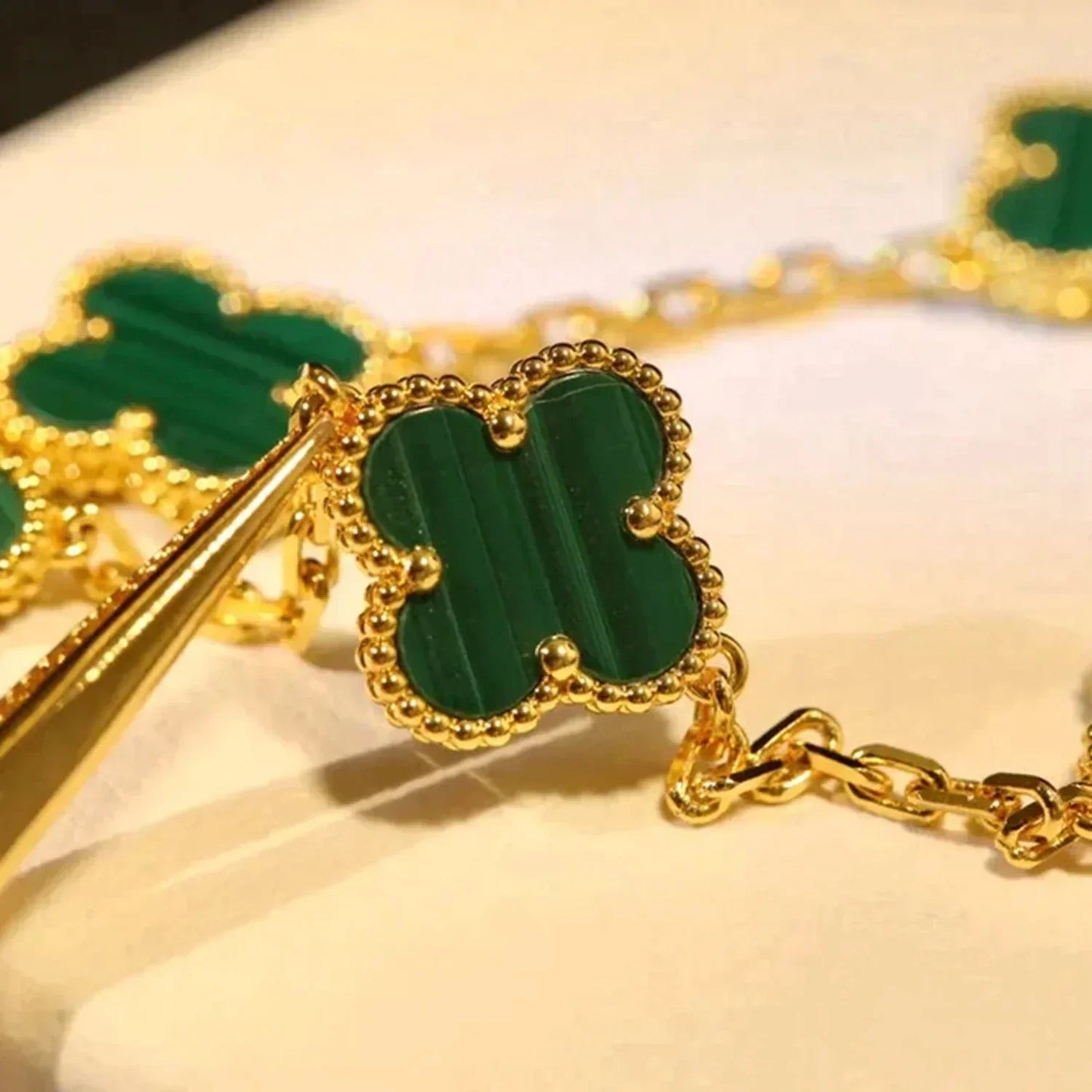 [Okajuri Jewelry]  CLOVER 5 MOTIF MALACHITE BRACELET COLLECTION