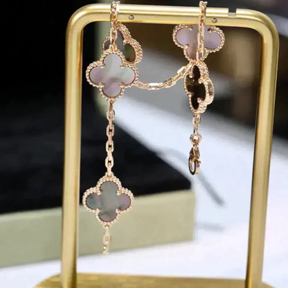 [Okajuri Jewelry]CLOVER 5 MOTIF GRAY MOP  BRACELET