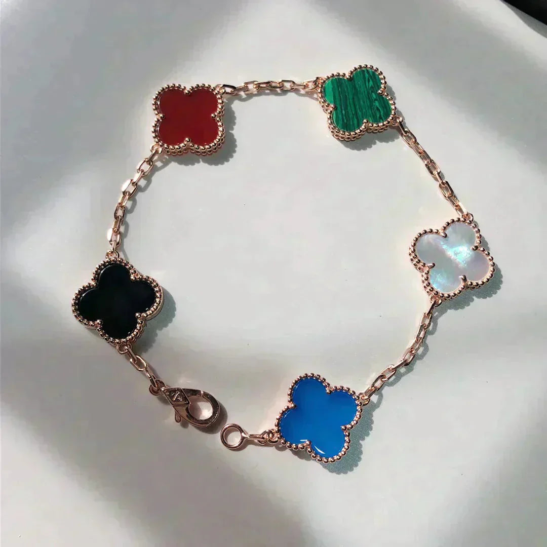 [Okajuri Jewelry]CLOVER 5 MOTIFS MULTICOLOR  BRACELET