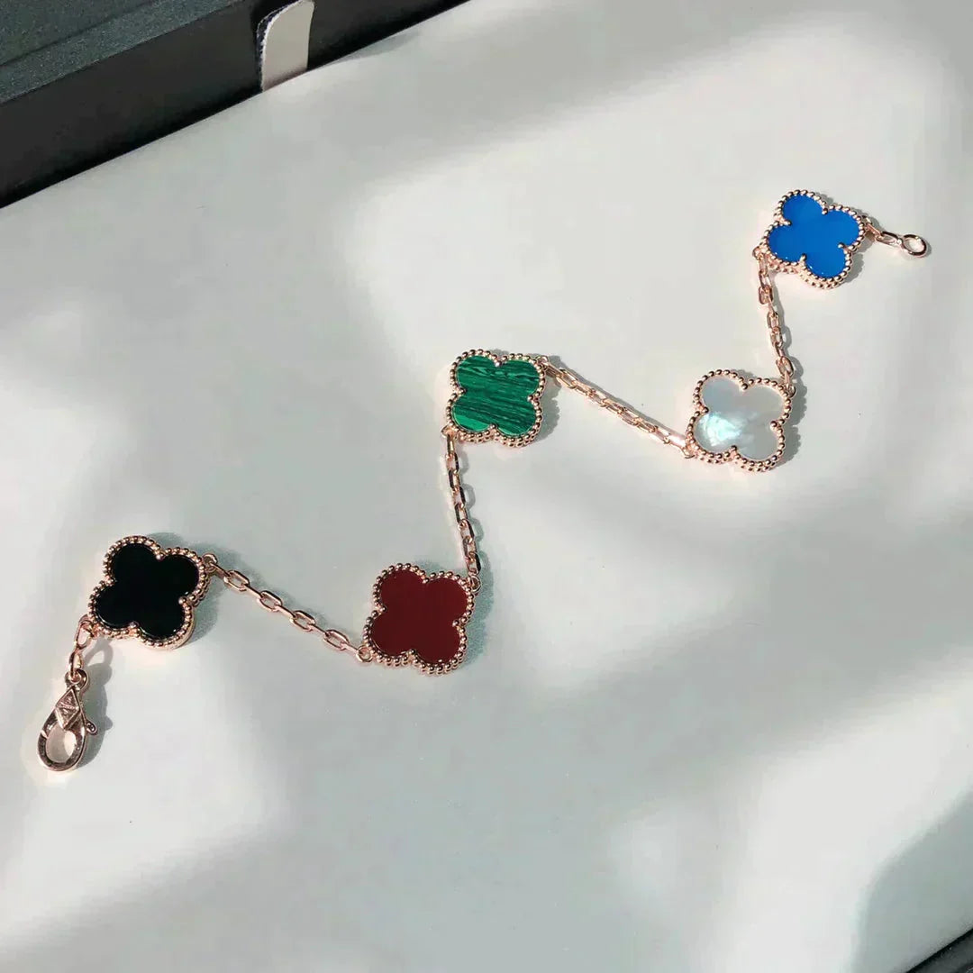 [Okajuri Jewelry]CLOVER 5 MOTIFS MULTICOLOR  BRACELET