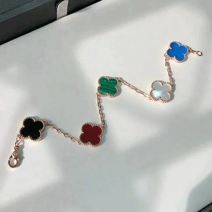 [Okajuri Jewelry]CLOVER 5 MOTIFS MULTICOLOR  BRACELET