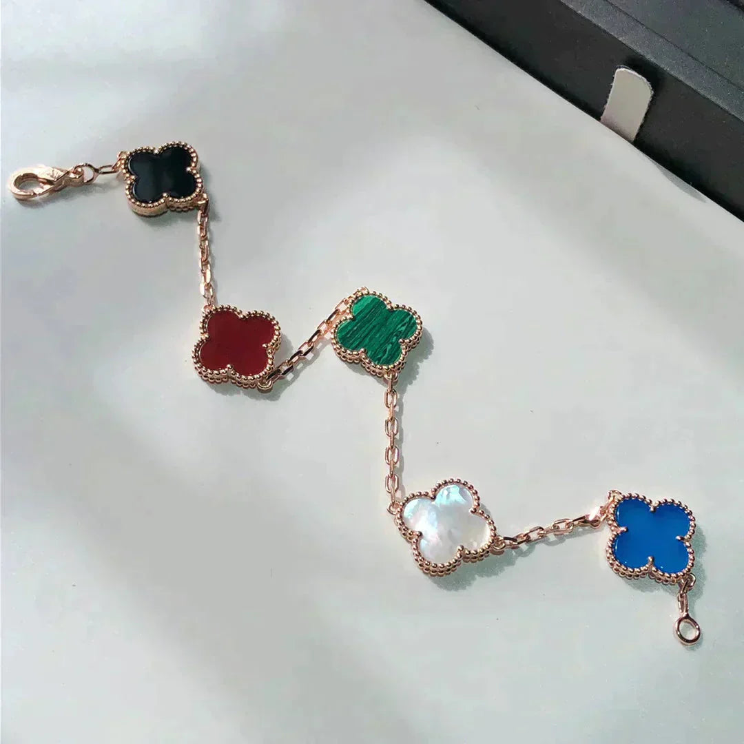 [Okajuri Jewelry]CLOVER 5 MOTIFS MULTICOLOR  BRACELET