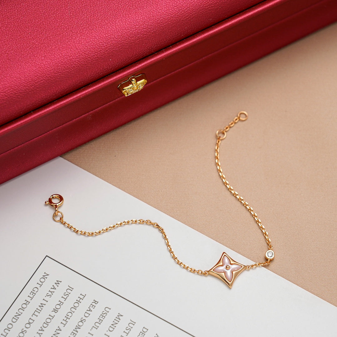[Okajuri Jewelry]STAR 1 DIAMOND PINK GOLD BRACELET