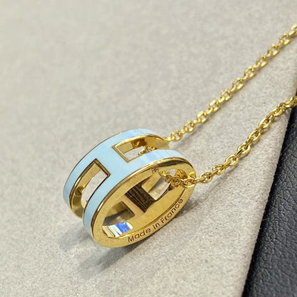 [Okajuri Jewelry]POP H LIGHT BLUE NECKLACE