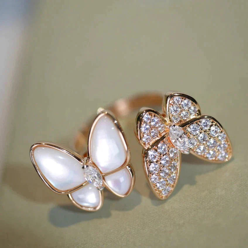 [Okajuri Jewelry]TWIN BUTTERFLY DIAMOND MOP RING
