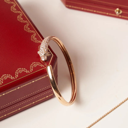 [Okajuri Jewelry]PANTHERE ROSE GOLD DIAMOND OPEN BRACELET