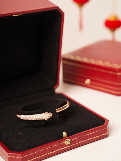 [Okajuri Jewelry]PANTHERE ROSE GOLD DIAMOND OPEN BRACELET