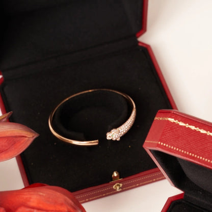 [Okajuri Jewelry]PANTHERE ROSE GOLD DIAMOND OPEN BRACELET