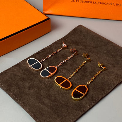 [Okajuri Jewelry]CHAINE VERSO BLACK CERAMIC EARRINGS