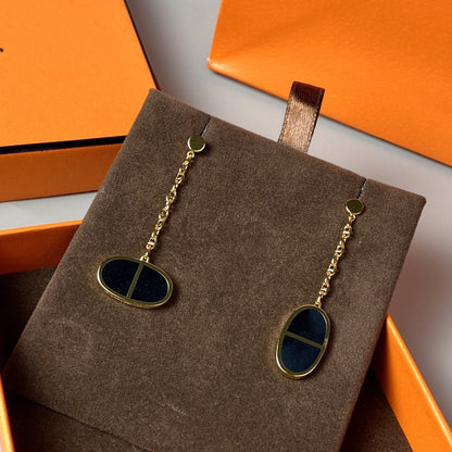 [Okajuri Jewelry]CHAINE VERSO BLACK CERAMIC EARRINGS