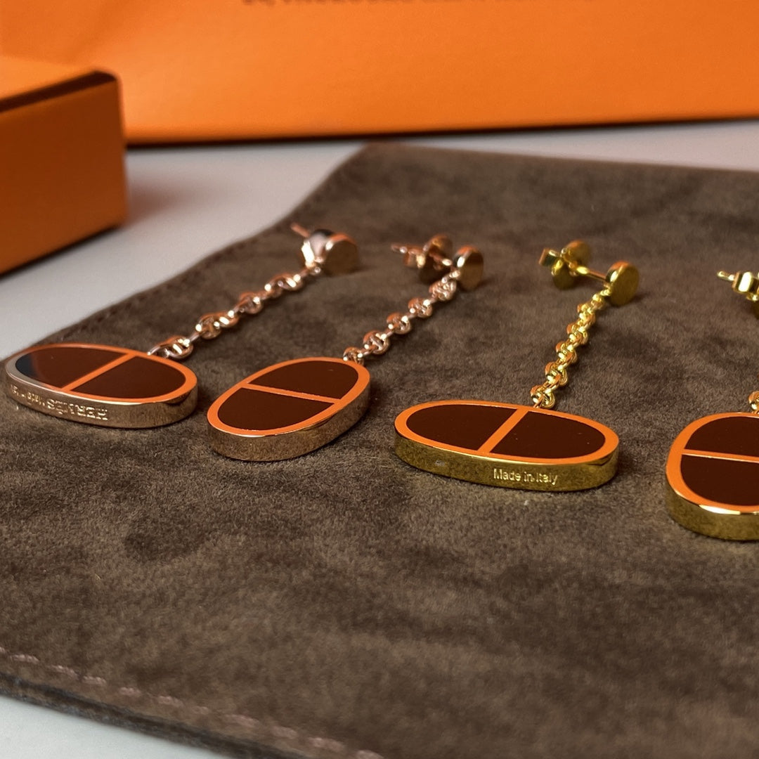 [Okajuri Jewelry]CHAINE VERSO BLACK CERAMIC EARRINGS