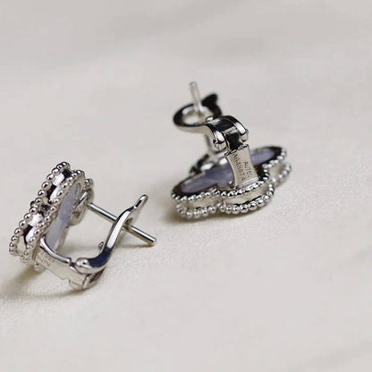 [Okajuri Jewelry] CLOVER MEDIUM 1 MOTIFS  WHITE MOP EARRINGS SILVER