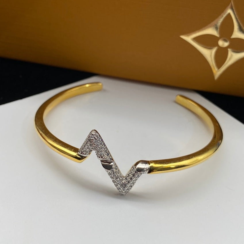 [Okajuri Jewelry]VOLTE UPSITE DOWN DIAMOND GOLD OPEN BRACELET