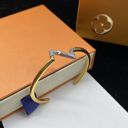 [Okajuri Jewelry]VOLTE UPSITE DOWN DIAMOND GOLD OPEN BRACELET