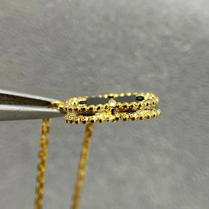 [Okajuri Jewelry]CLOVER 15MM BLACK ONYX SINGLE FLOWER NECKLACE