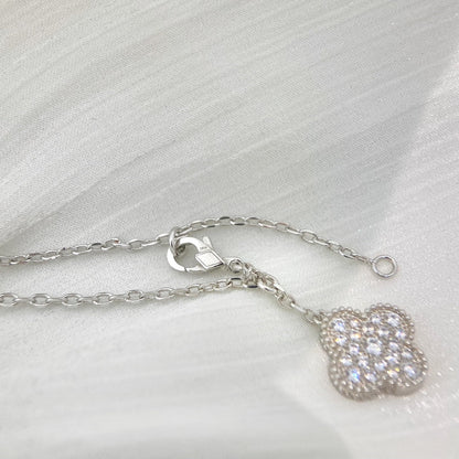 [Okajuri Jewelry]CLOVER 5 MOTIFS SILVER DIAMONDS NECKLACE