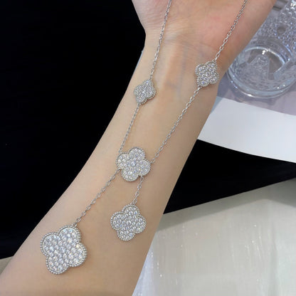 [Okajuri Jewelry]CLOVER 5 MOTIFS SILVER DIAMONDS NECKLACE