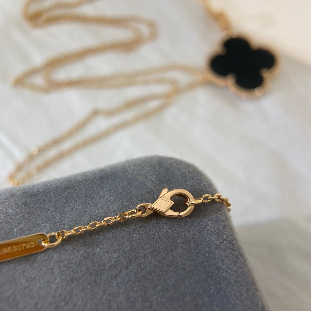 [Okajuri Jewelry]CLOVER 25MM NECKLACE GOLD ONYX