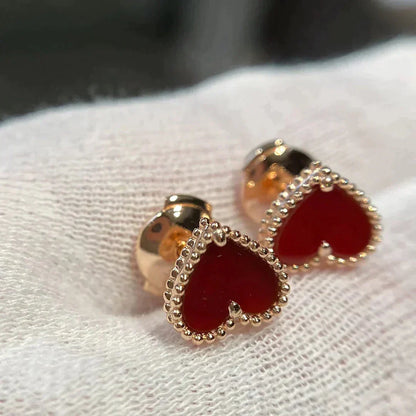 [Okajuri Jewelry]HEART CARNELIAN STUD EARRINGS