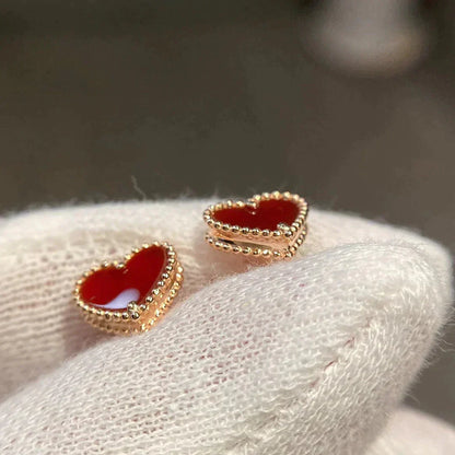 [Okajuri Jewelry]HEART CARNELIAN STUD EARRINGS