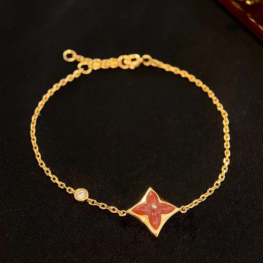 [Okajuri Jewelry]COLOR STAR CARNELIAN PINK GOLD DIAMOND BRACELET