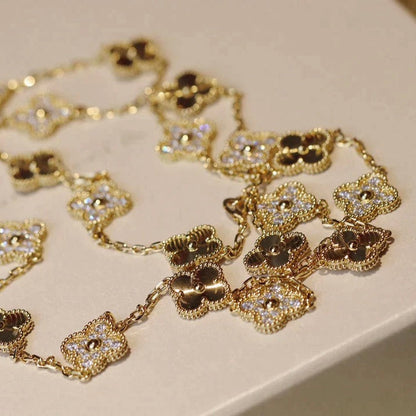 [Okajuri Jewelry]CLOVER 20 MOTIFS LASER DIAMOND NECKLACE