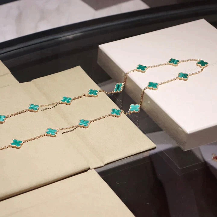 [Okajuri Jewelry]CLOVER 20 MOTIFS MALACHITE GOLD