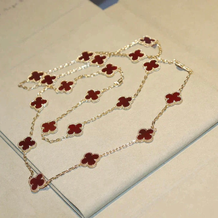 [Okajuri Jewelry]CLOVER 20 MOTIFS CARNELIAN NECKLACE