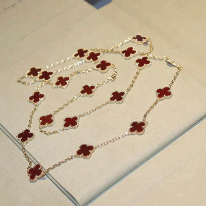 [Okajuri Jewelry] CLOVER 20 MOTIFS CARNELIAN NECKLACE