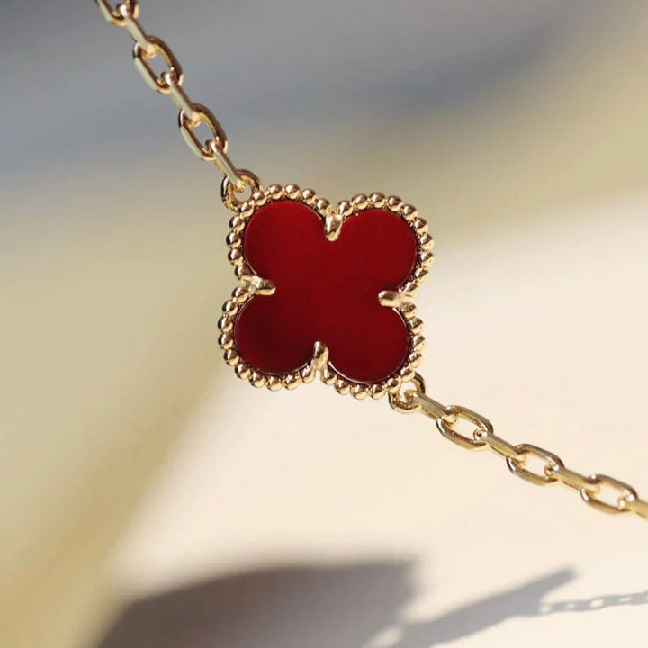[Okajuri Jewelry]CLOVER 20 MOTIFS CARNELIAN NECKLACE