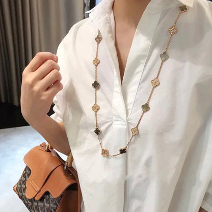 [Okajuri Jewelry]CLOVER 20 MOTIFS DARK MOP DIAMOND  NECKLACE