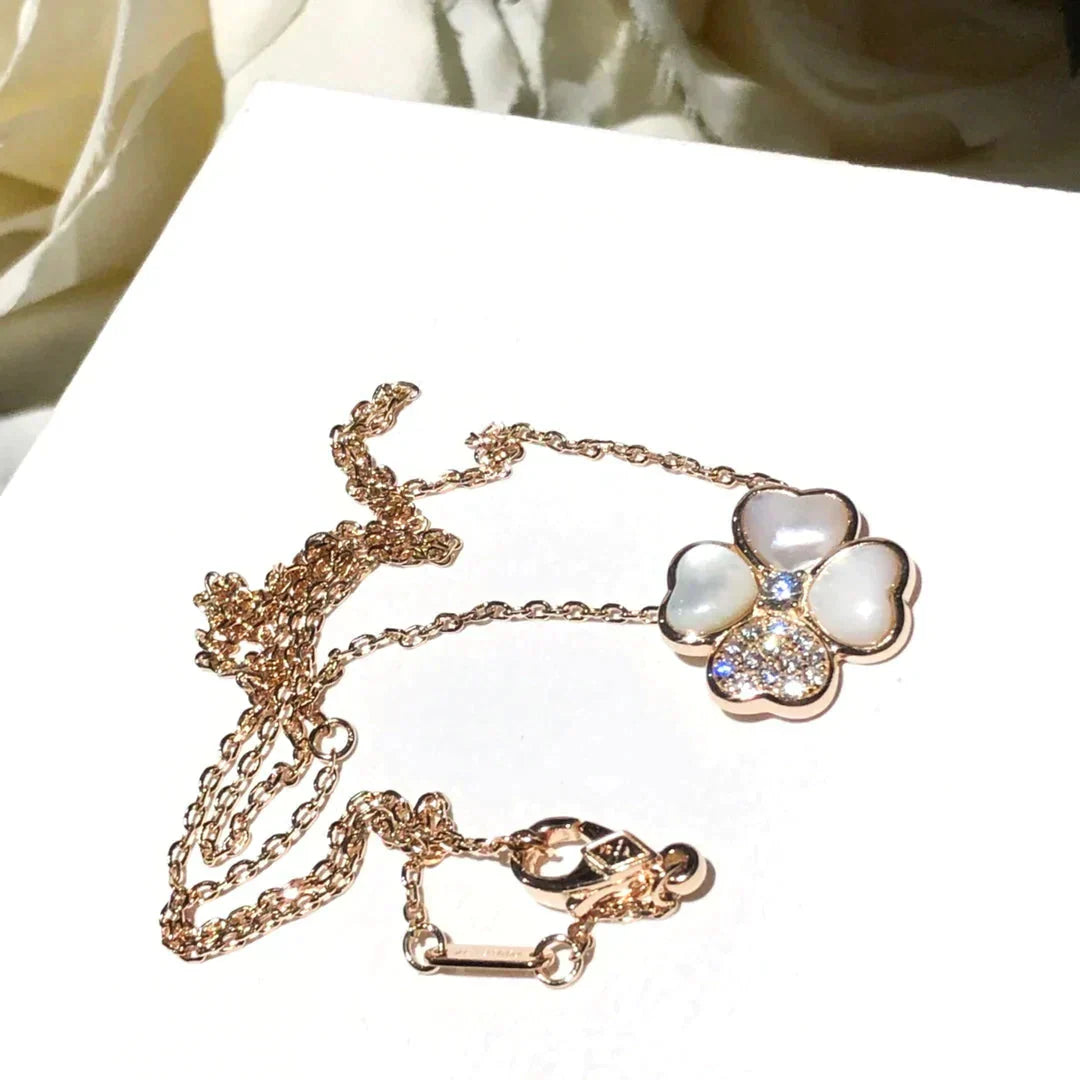 [Okajuri Jewelry]CLOVER MOP DIAMOND ROSE GOLD NECKLACE