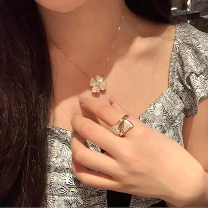 [Okajuri Jewelry]CLOVER MOP DIAMOND ROSE GOLD NECKLACE