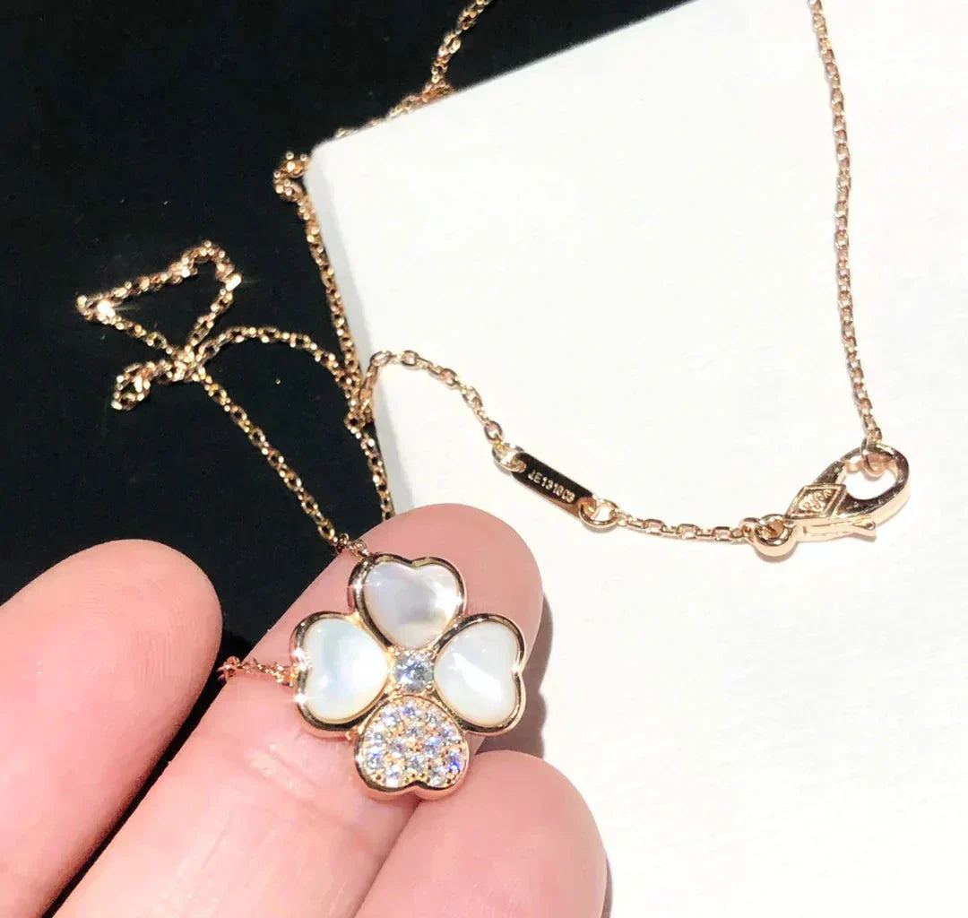[Okajuri Jewelry]CLOVER MOP DIAMOND ROSE GOLD NECKLACE