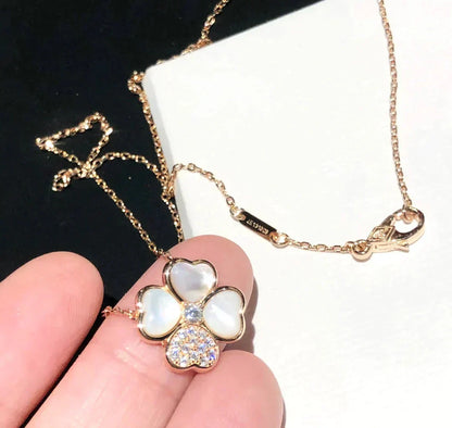 [Okajuri Jewelry]CLOVER MOP DIAMOND ROSE GOLD NECKLACE