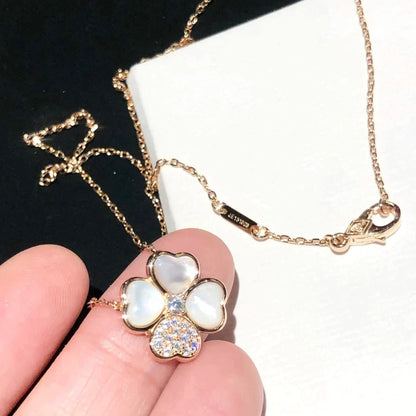 [Okajuri Jewelry]CLOVER MOP DIAMOND ROSE GOLD NECKLACE