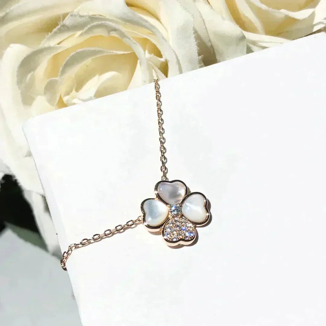 [Okajuri Jewelry]CLOVER MOP DIAMOND ROSE GOLD NECKLACE