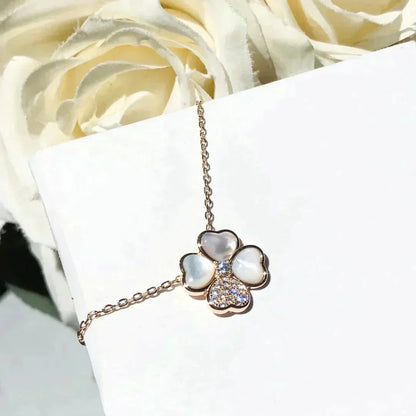 [Okajuri Jewelry]CLOVER MOP DIAMOND ROSE GOLD NECKLACE