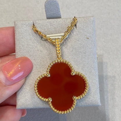 [Okajuri Jewelry]CLOVER 25MM NECKLACE GOLD CARNELIAN